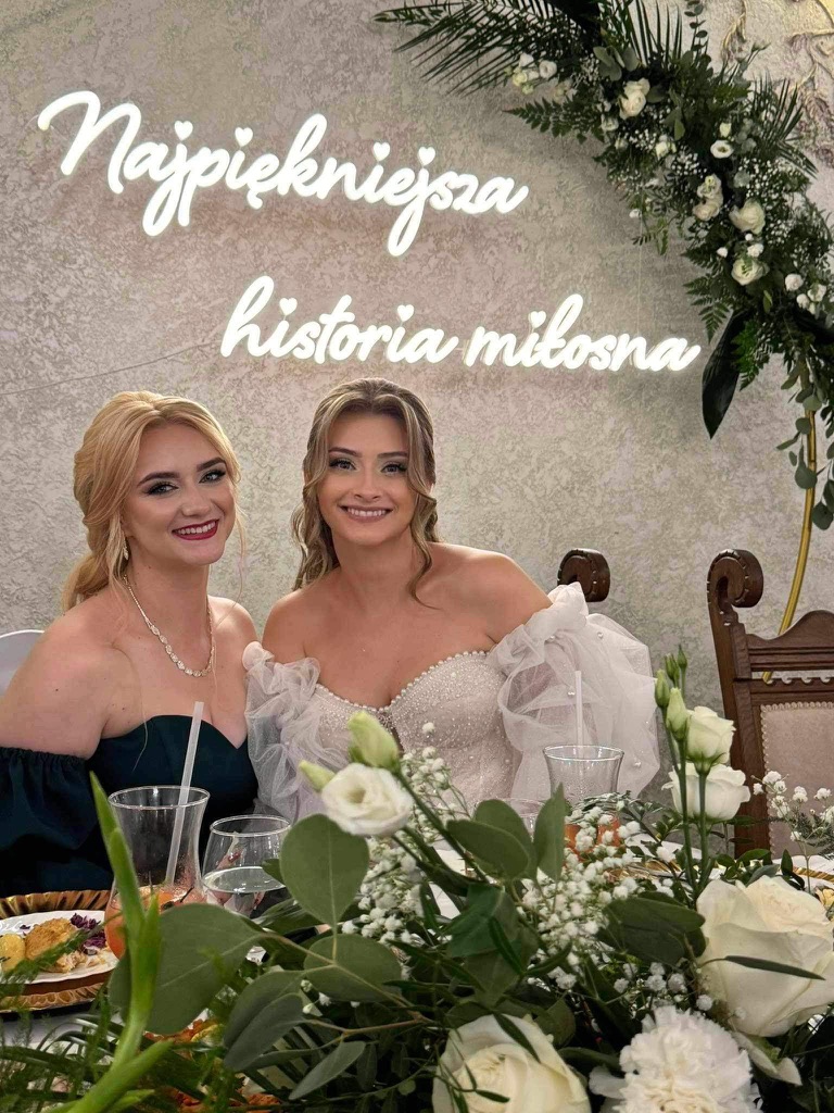 Neon Najpiękniejsza historia miłosna napis LED dekoracja na wesele