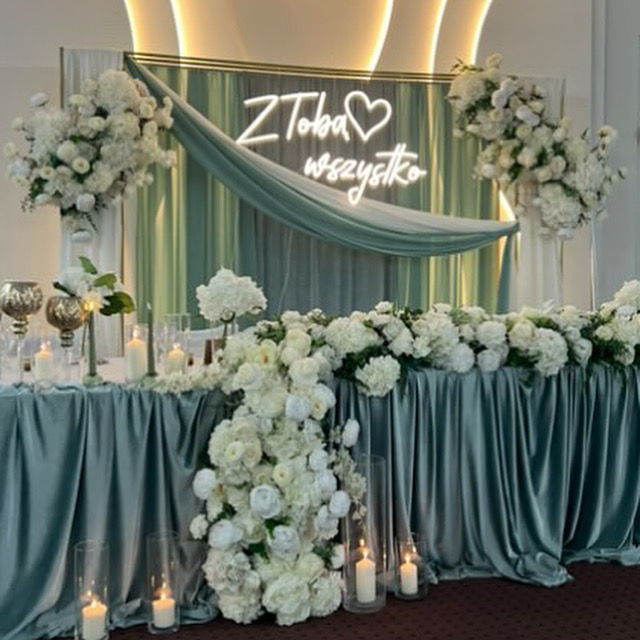 Atrakcje weselne 2026 napis LED Z Tobą wszystko na ściankę dekoracyjną