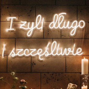 Neon I żyli długo i szczęśliwie napis LED dekoracja ślubna bajkowe wesele