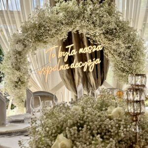 Świecący napis LED To była nasza wspólna decyzja oryginalna dekoracja weselna