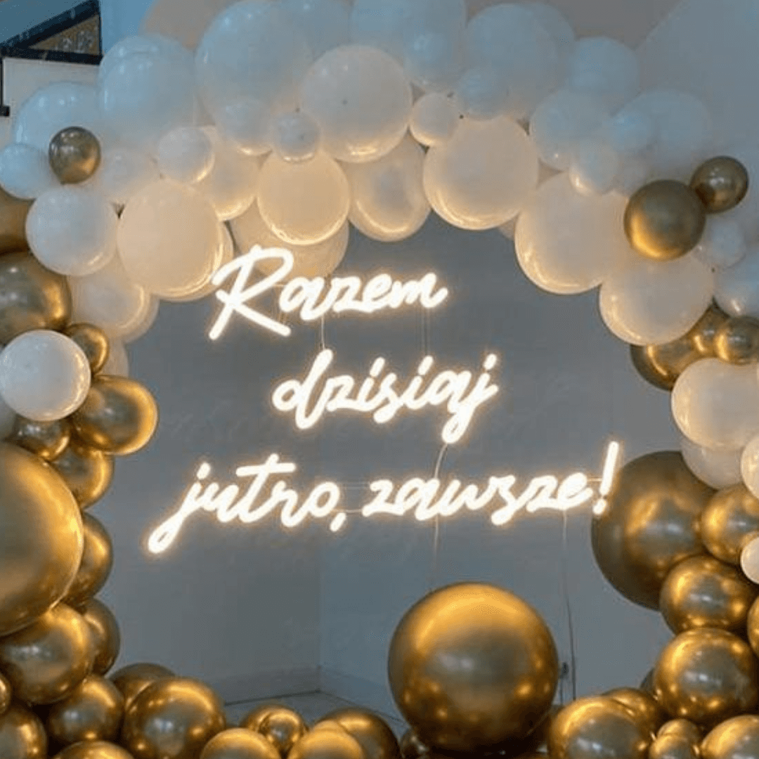 Napis świetlny na wesele Razem dzisiaj jutro zawsze neon LED