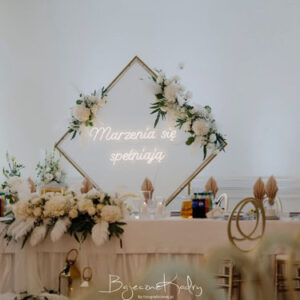 Neon Marzenia się spełniają dekoracja ślubna LED napis na wesele Katowice Baby shower